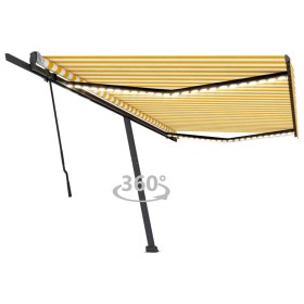 Manual retractable awning with yellow and white LED light 500x300 cm by vidaXL, Awnings - Ref: Foro24-3069783, Price: 598,05 ...