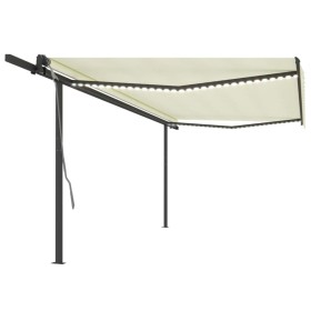 Manual retractable awning with cream poles 5x3 m by vidaXL, Awnings - Ref: Foro24-3070182, Price: 685,89 €, Discount: %