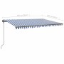 Retractable manual awning with blue and white LED lights 5x3 m by vidaXL, Awnings - Ref: Foro24-3070181, Price: 686,49 €, Dis...