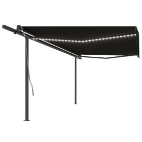 Toldo retráctil manual con LED gris antracita 5x3 cm de vidaXL, Toldos - Ref: Foro24-3070184, Precio: 688,97 €, Descuento: %