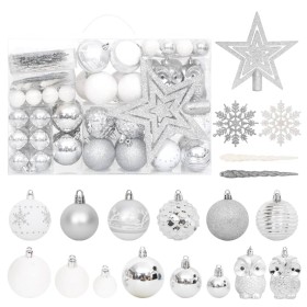 108-teiliges Weihnachtsornament-Set in Silber und Weiß von vidaXL, Festliche Dekorationen - Ref: Foro24-330093, Preis: 40,32 ...