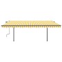 Manual retractable awning with yellow and white posts, 5x3 m. by vidaXL, Awnings - Ref: Foro24-3070183, Price: 657,43 €, Disc...