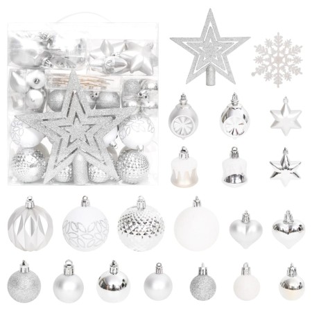 70-teiliges Weihnachtsornament-Set in Silber und Weiß von vidaXL, Festliche Dekorationen - Ref: Foro24-330090, Preis: 30,99 €...