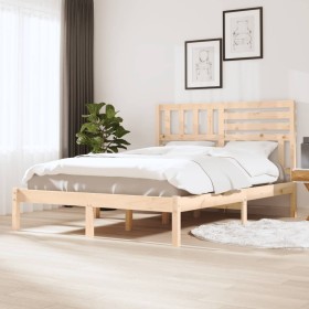 Estructura de cama madera maciza de pino 150x200 cm de vidaXL, Camas y somieres - Ref: Foro24-3101028, Precio: 131,30 €, Desc...