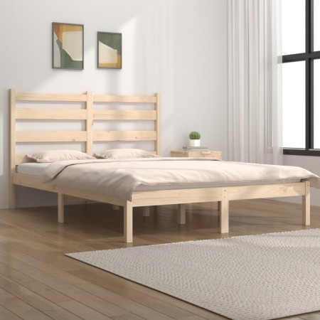 Solid pine wood bed frame 150x200 cm by vidaXL, Beds and slatted bases - Ref: Foro24-3103653, Price: 110,99 €, Discount: %