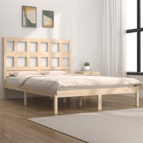 Estructura de cama madera maciza de pino 150x200 cm de vidaXL, Camas y somieres - Ref: Foro24-3104483, Precio: 117,99 €, Desc...