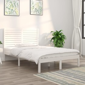 White solid wood bed frame 140x190 cm by vidaXL, Beds and slatted bases - Ref: Foro24-3104589, Price: 154,99 €, Discount: %