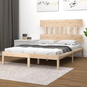 Solid wood bed frame 150x200 cm by vidaXL, Beds and slatted bases - Ref: Foro24-3104743, Price: 113,99 €, Discount: %