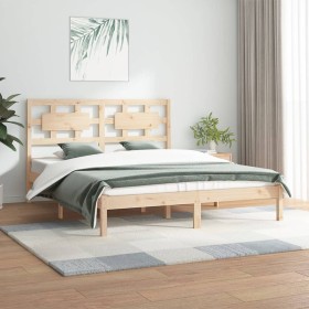 Estructura de cama madera maciza de pino 150x200 cm de vidaXL, Camas y somieres - Ref: Foro24-3107358, Precio: 130,24 €, Desc...