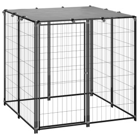 Black steel kennel 10x110x110 cm by vidaXL, Dog kennels and fences - Ref: Foro24-150781, Price: 115,59 €, Discount: %