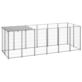 Perrera de acero plateado 330x110x110 cm de vidaXL, Casetas y cercados para perros - Ref: Foro24-150786, Precio: 207,19 €, De...