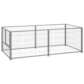 Perrera de acero plateado 200x100x70 cm de vidaXL, Casetas y cercados para perros - Ref: Foro24-150793, Precio: 87,47 €, Desc...