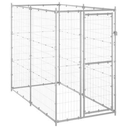 Perrera de exterior de acero galvanizado 110x220x180 cm de vidaXL, Casetas y cercados para perros - Ref: Foro24-150801, Preci...