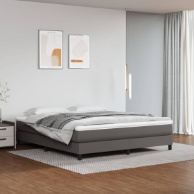 Gray synthetic leather bed frame 160x200 cm by vidaXL, Beds and slatted bases - Ref: Foro24-3120710, Price: 100,73 €, Discoun...