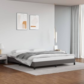 Estructura de cama de cuero sintético gris 160x200 cm de vidaXL, Camas y somieres - Ref: Foro24-346914, Precio: 100,99 €, Des...