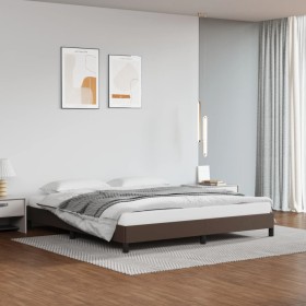 Brown synthetic leather bed frame 180x200 cm by vidaXL, Beds and slatted bases - Ref: Foro24-346919, Price: 119,21 €, Discoun...