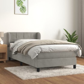 Cama box spring con colchón terciopelo gris claro 90x190 cm de vidaXL, Camas y somieres - Ref: Foro24-3127469, Precio: 313,74...