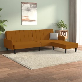 2-seater sofa bed with brown velvet footrest by vidaXL, Sofas - Ref: Foro24-3080728, Price: 248,99 €, Discount: %