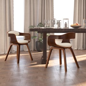 Dining chairs 2 pcs synthetic leather and cream curved wood by vidaXL, dining chairs - Ref: Foro24-3092378, Price: 310,99 €, ...