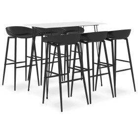 High table and 7-piece bar stools set in black and white. by vidaXL, Furniture sets for kitchens and dining rooms - Ref: Foro...