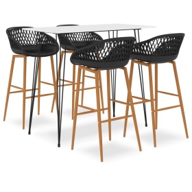 High table and bar stools 5 pieces black and white by vidaXL, Furniture sets for kitchens and dining rooms - Ref: Foro24-3057...