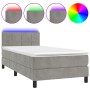 Box spring bed with mattress and LED light gray velvet 90x200 cm by vidaXL, Beds and slatted bases - Ref: Foro24-3134381, Pri...