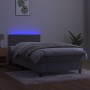 Box spring bed with mattress and LED light gray velvet 90x200 cm by vidaXL, Beds and slatted bases - Ref: Foro24-3134381, Pri...