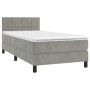 Box spring bed with mattress and LED light gray velvet 90x200 cm by vidaXL, Beds and slatted bases - Ref: Foro24-3134381, Pri...