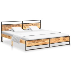 Estructura de cama madera maciza de mango sin tratar 200x200 cm de vidaXL, Camas y somieres - Ref: Foro24-285888, Precio: 331...