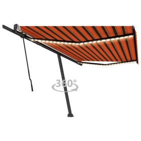 Manual retractable awning with orange and brown LED light 500x300 cm by vidaXL, Awnings - Ref: Foro24-3069785, Price: 604,99 ...