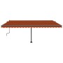 Toldo retráctil manual con luz LED naranja y marrón 500x300 cm de vidaXL, Toldos - Ref: Foro24-3069785, Precio: 600,54 €, Des...