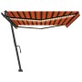 Toldo retráctil manual con luz LED naranja y marrón 500x300 cm de vidaXL, Toldos - Ref: Foro24-3069785, Precio: 600,54 €, Des...