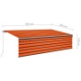 Toldo retráctil manual con persiana y LED naranja y marrón 5x3m de vidaXL, Toldos - Ref: Foro24-3069465, Precio: 543,27 €, De...