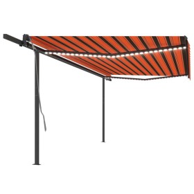 Toldo manual retráctil con postes naranja y marrón 4x3 m de vidaXL, Toldos - Ref: Foro24-3070185, Precio: 672,93 €, Descuento: %