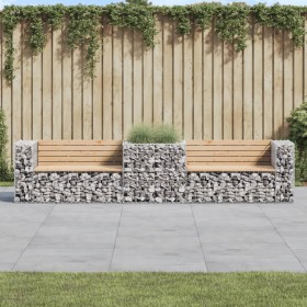 Gartenbank mit Gabionenkorb aus massivem Kiefernholz von vidaXL, Gartenbänke - Ref: Foro24-3196245, Preis: 475,99 €, Rabatt: %