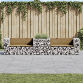 Gartenbank mit Gabionenkorb aus imprägniertem Kiefernholz von vidaXL, Gartenbänke - Ref: Foro24-3196247, Preis: 616,99 €, Rab...