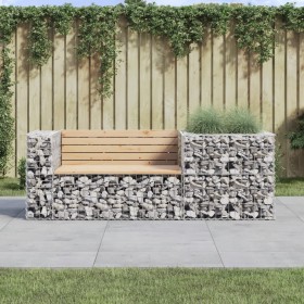 Banco de jardín con cesta de gaviones madera maciza de pino de vidaXL, Bancos de jardín - Ref: Foro24-3196242, Precio: 255,99...