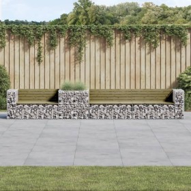 Gartenbank mit Gabionenkorb aus imprägniertem Kiefernholz von vidaXL, Gartenbänke - Ref: Foro24-3196250, Preis: 770,99 €, Rab...