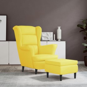 Sillón orejero con taburete terciopelo amarillo mostaza de vidaXL, Sillones - Ref: Foro24-3115938, Precio: 280,99 €, Descuent...