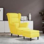 Sillón orejero con taburete terciopelo amarillo mostaza de vidaXL, Sillones - Ref: Foro24-3115938, Precio: 272,00 €, Descuent...