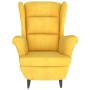 Sillón orejero con taburete terciopelo amarillo mostaza de vidaXL, Sillones - Ref: Foro24-3115938, Precio: 272,00 €, Descuent...