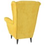 Sillón orejero con taburete terciopelo amarillo mostaza de vidaXL, Sillones - Ref: Foro24-3115938, Precio: 272,00 €, Descuent...