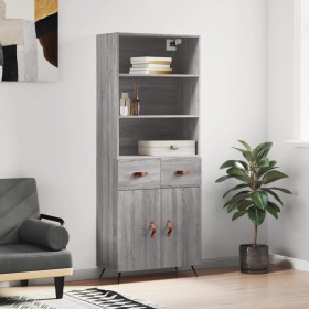 Aparador alto madera contrachapada gris sonoma 69,5x34x180 cm de vidaXL, Aparadores - Ref: Foro24-3200495, Precio: 135,99 €, ...