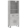 Aparador alto madera contrachapada gris hormigón 69,5x34x180 cm de vidaXL, Aparadores - Ref: Foro24-3200541, Precio: 160,54 €...