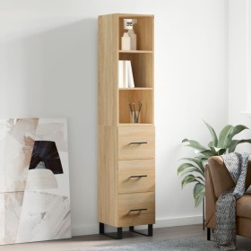 Aparador de madera contrachapada roble Sonoma 34,5x34x180 cm de vidaXL, Aparadores - Ref: Foro24-3189728, Precio: 131,58 €, D...