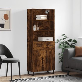 Aparador alto madera contrachapada roble ahumado 69,5x34x180 cm de vidaXL, Aparadores - Ref: Foro24-3200542, Precio: 174,36 €...