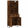 Tall smoked oak plywood highboard 69.5x34x180 cm by vidaXL, Sideboards - Ref: Foro24-3200542, Price: 184,89 €, Discount: %