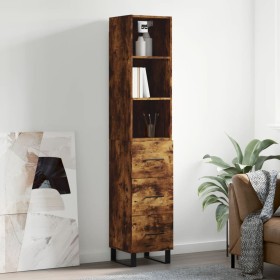 Aparador de madera contrachapada roble ahumado 34,5x34x180 cm de vidaXL, Aparadores - Ref: Foro24-3189730, Precio: 105,99 €, ...