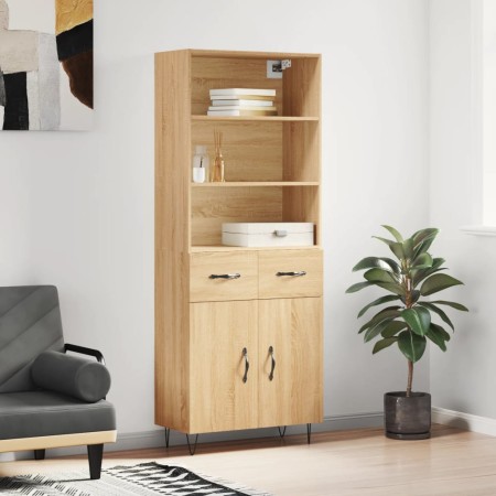 Aparador alto madera contrachapada color roble 69,5x34x180 cm de vidaXL, Aparadores - Ref: Foro24-3200548, Precio: 136,96 €, ...