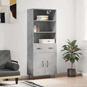 Concrete gray plywood tall sideboard 69.5x34x180 cm by vidaXL, Sideboards - Ref: Foro24-3200549, Price: 129,99 €, Discount: %